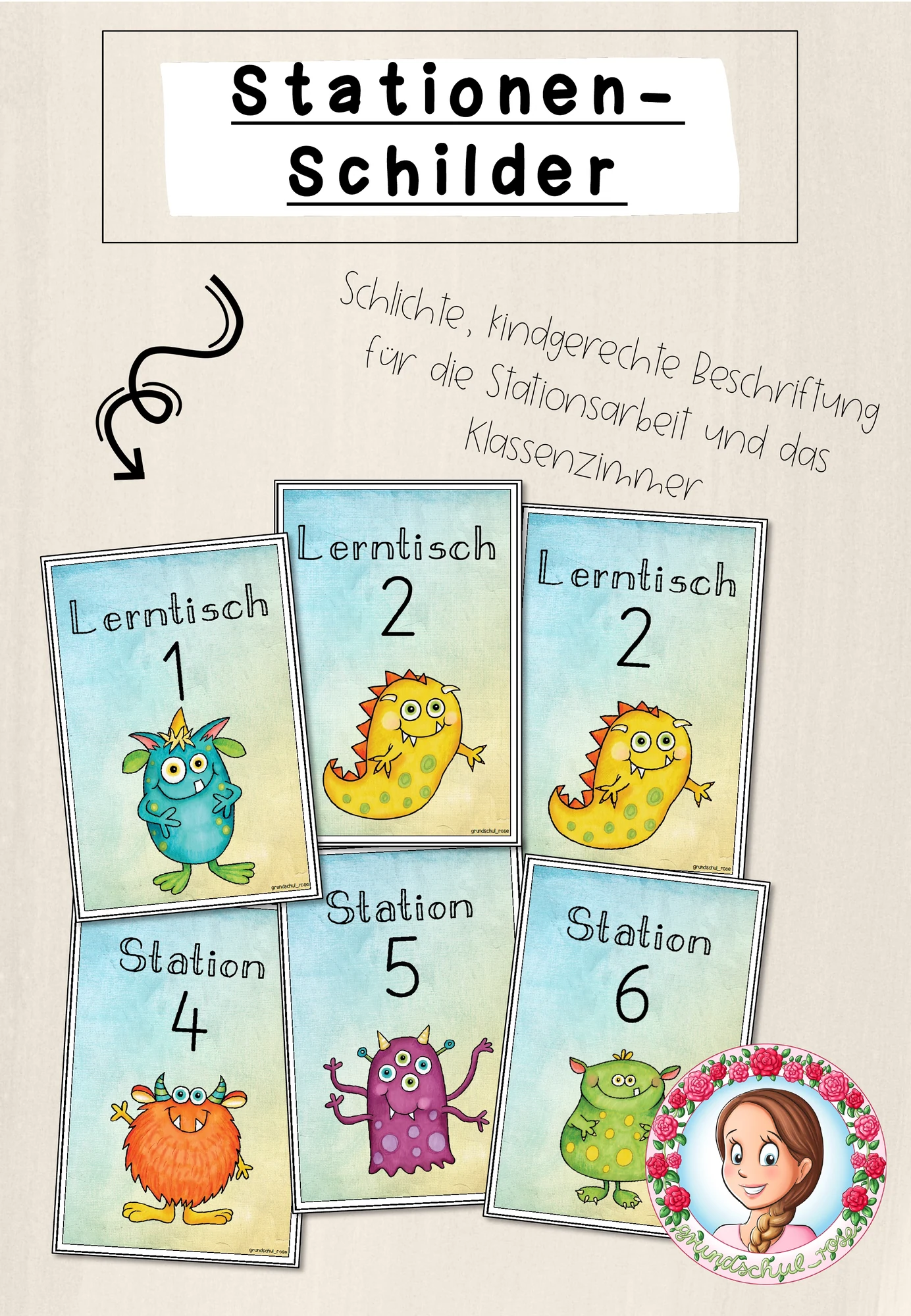 Monster-Klasse: Stationsschilder (Classroommanagement)