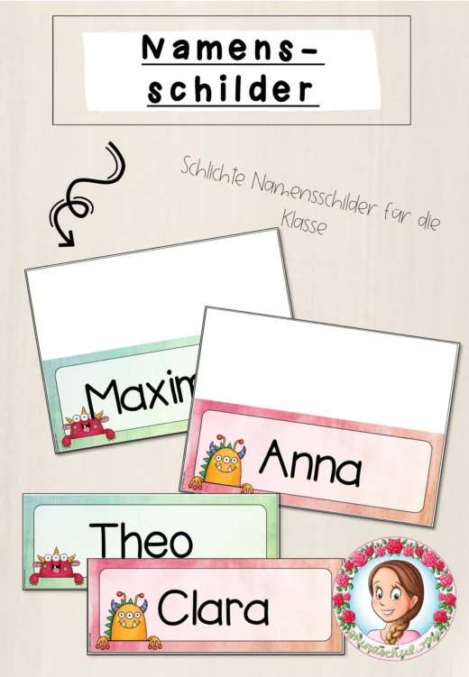 Monster-Klasse: Namensschilder (Classroommanagement)