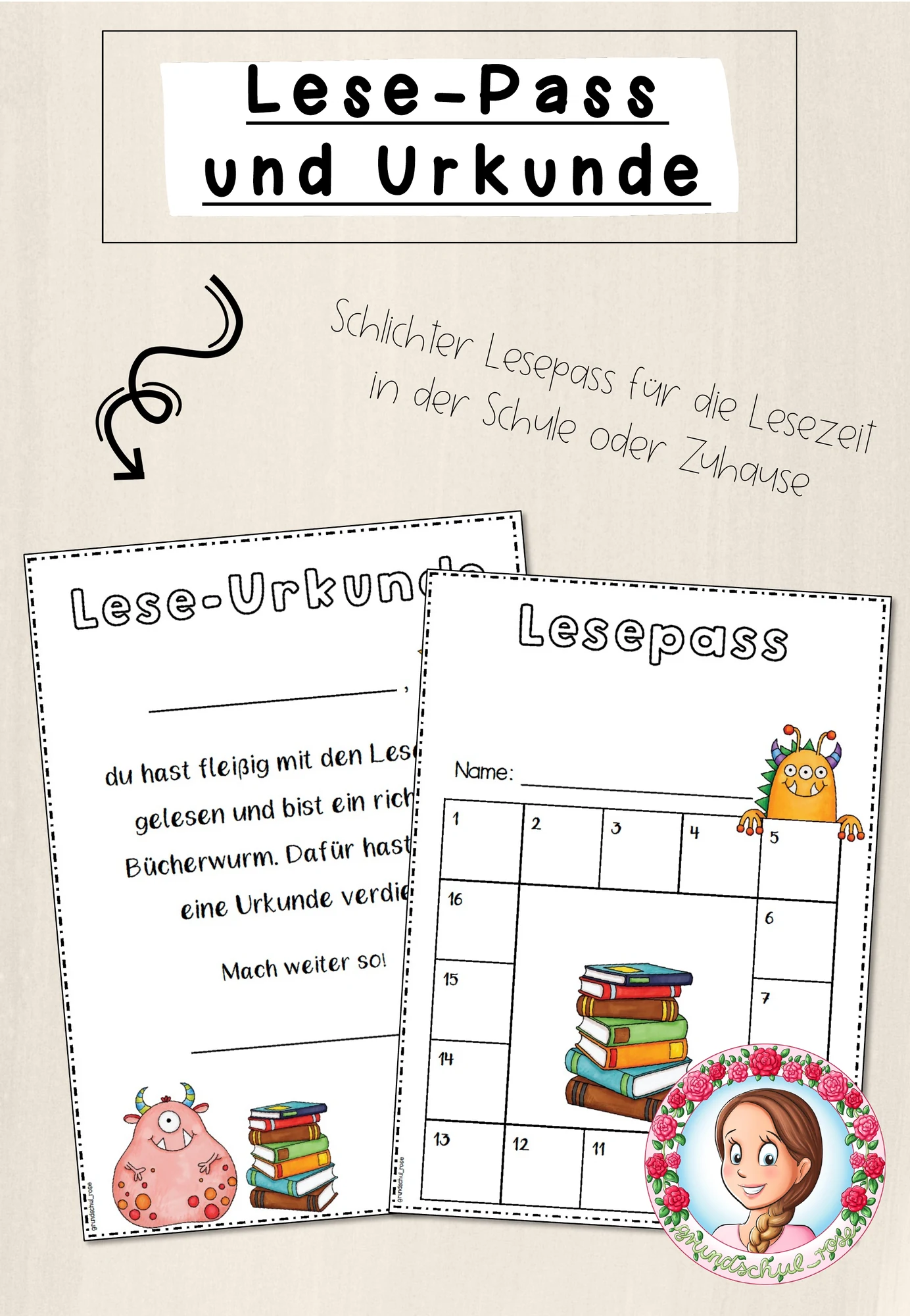 Monster-Klasse: Lesepass und -urkunde (Classroommanagement)