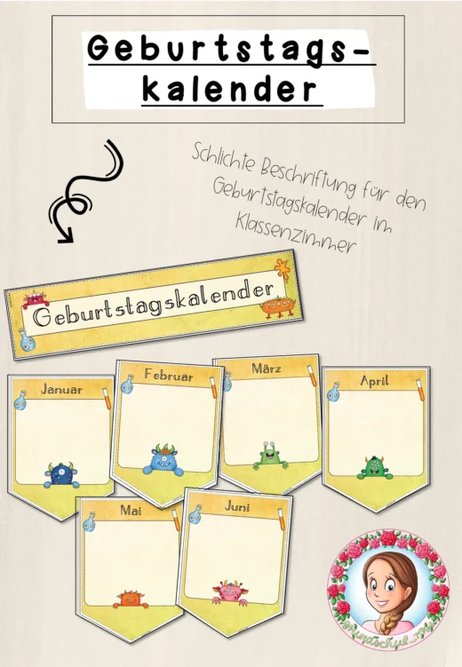 Monster-Klasse: Geburtstagskalender (Classroommanagement)