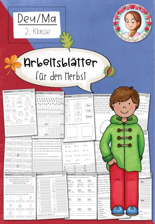 Herbst: Üben & Lernen – Arbeitsblätter Deutsch & Mathematik (2. Klasse)