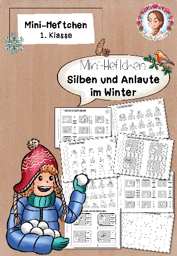 Cover: Arbeitsblätter Winter Klasse 1 Silben Anlaute Mini-Heft – digitales Unterrichtsmaterial für die Grundschule
