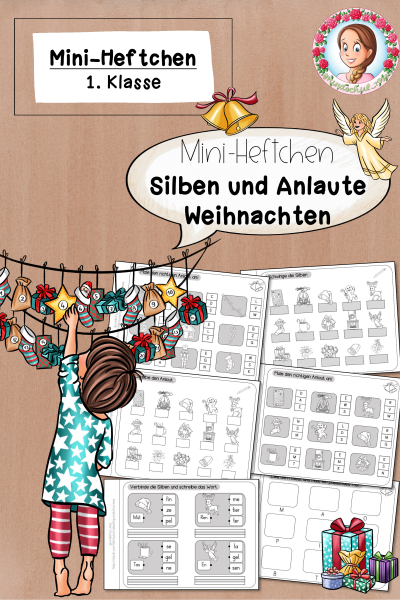 Weihnachten: Mini-Heftchen zu Silben & Anlauten (1. Klasse – Deutsch, Lesen & Schreiben) (909089)