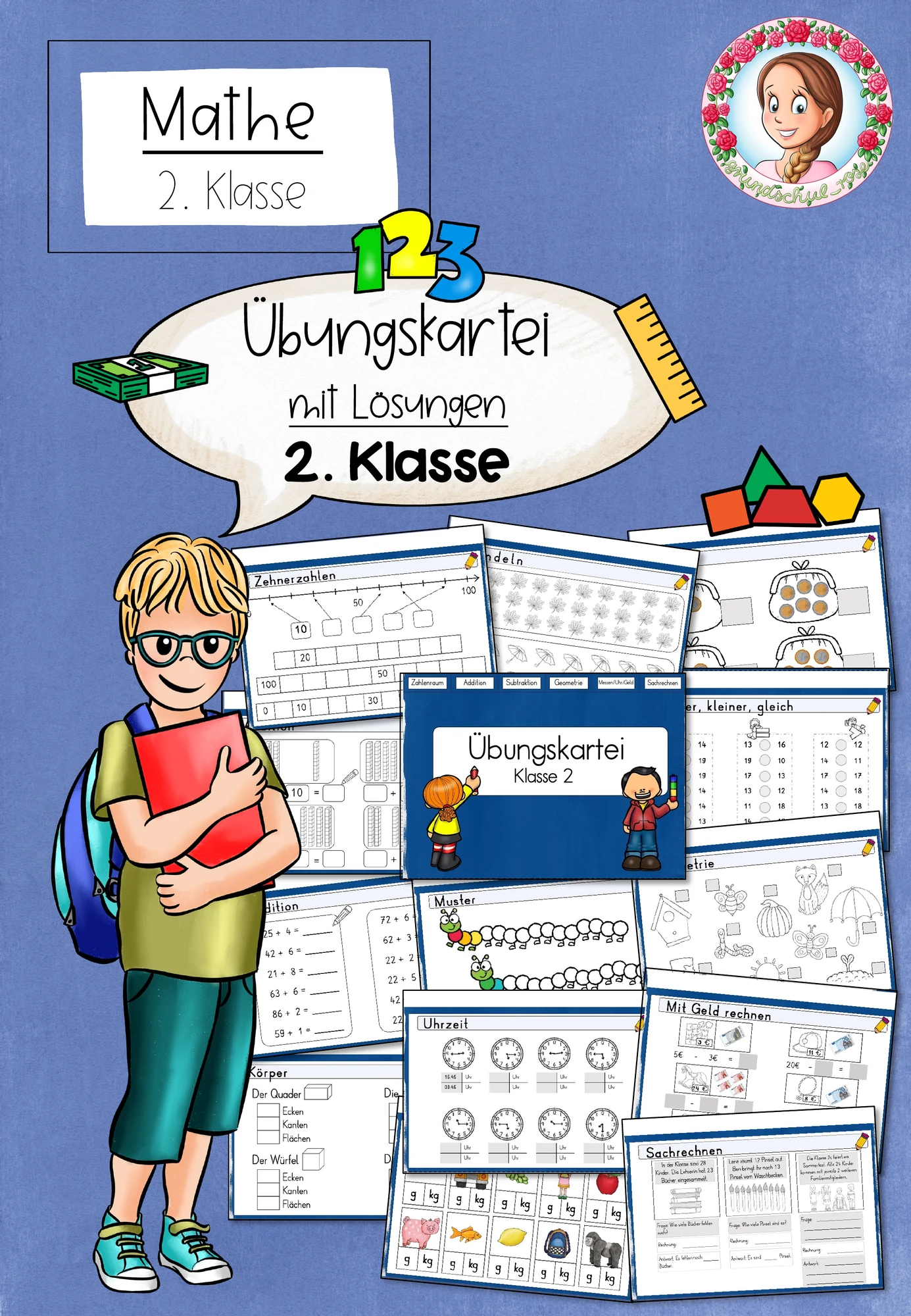 Mathekartei Klasse 2 | Übungskartei & Freiarbeitsmaterial