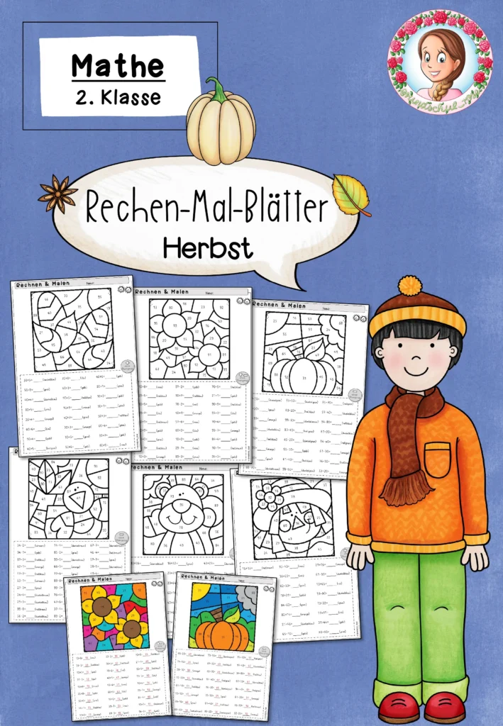 Rechenmalblätter Herbst Mathematik Klasse 2 - Cover für Klasse 2