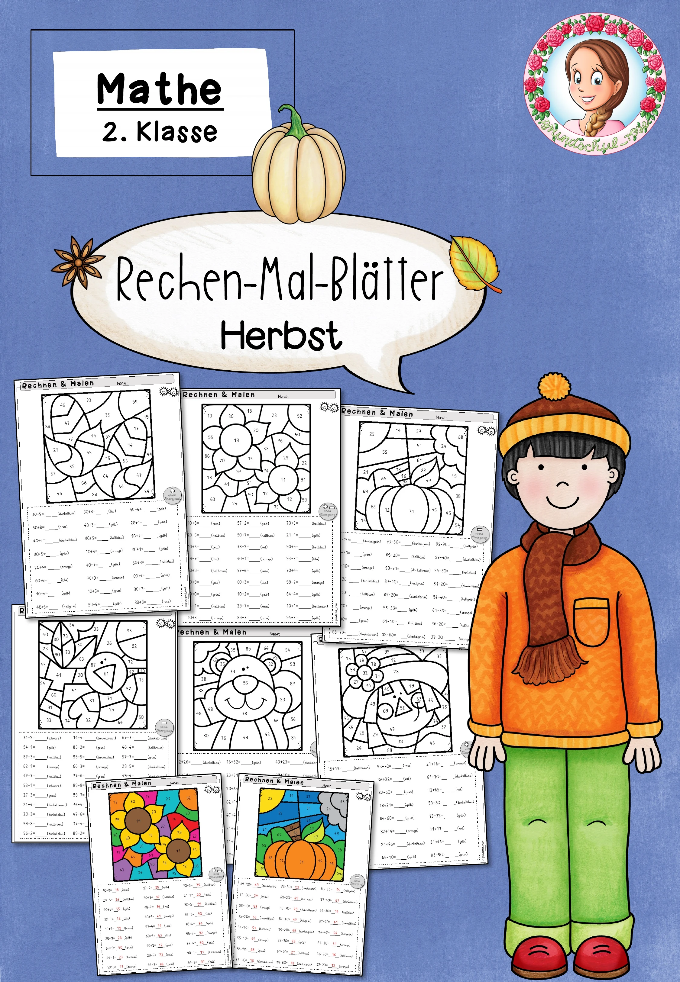 Rechenmalblätter Herbst | ZR 100 | Klasse 2