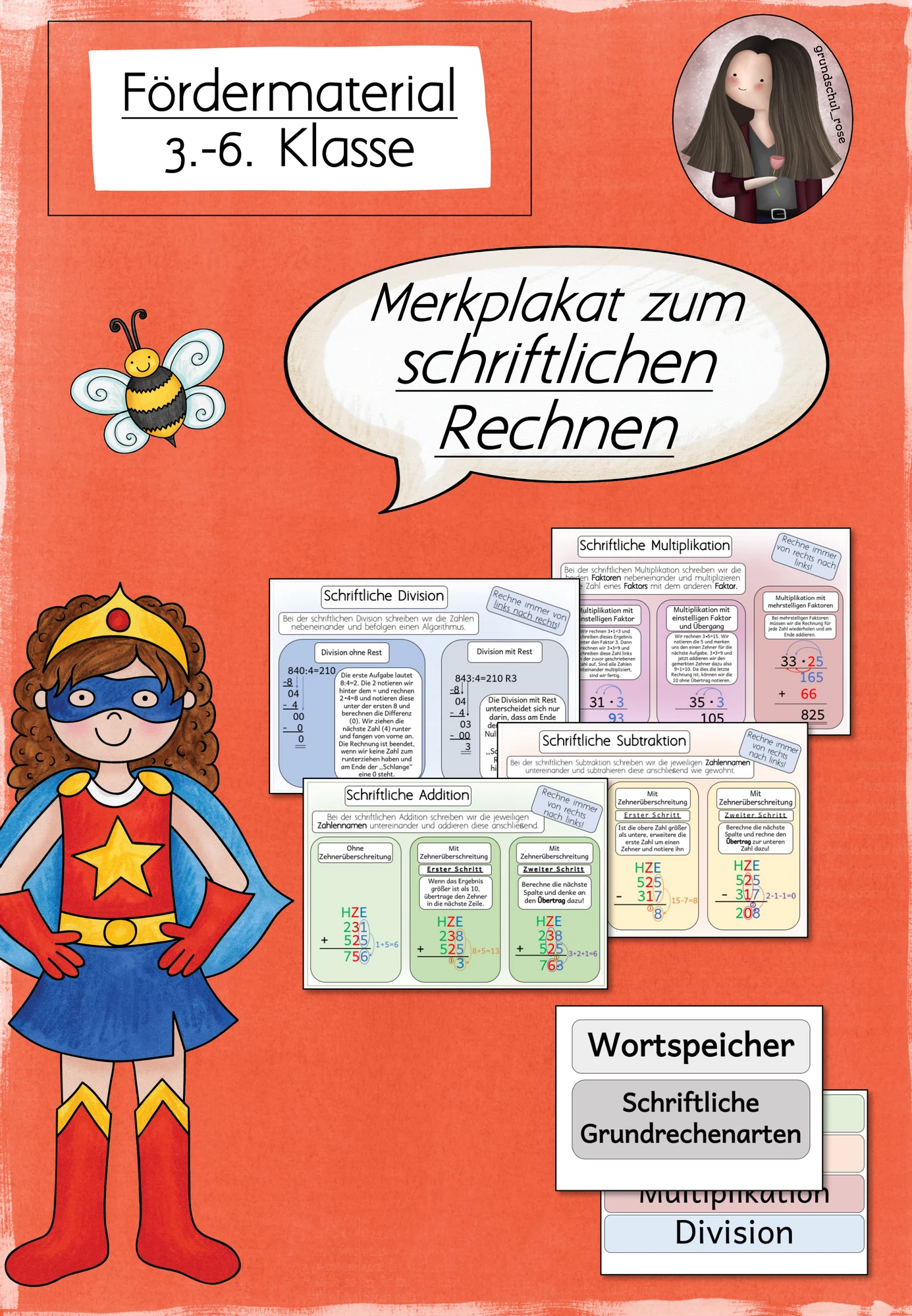 Schriftliches Rechnen Merkplakat | Mathe Klasse 3-4