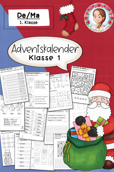 Weihnachten Adventskalender (1. Klasse) – Deutsch & Mathematik im Advent (95630)