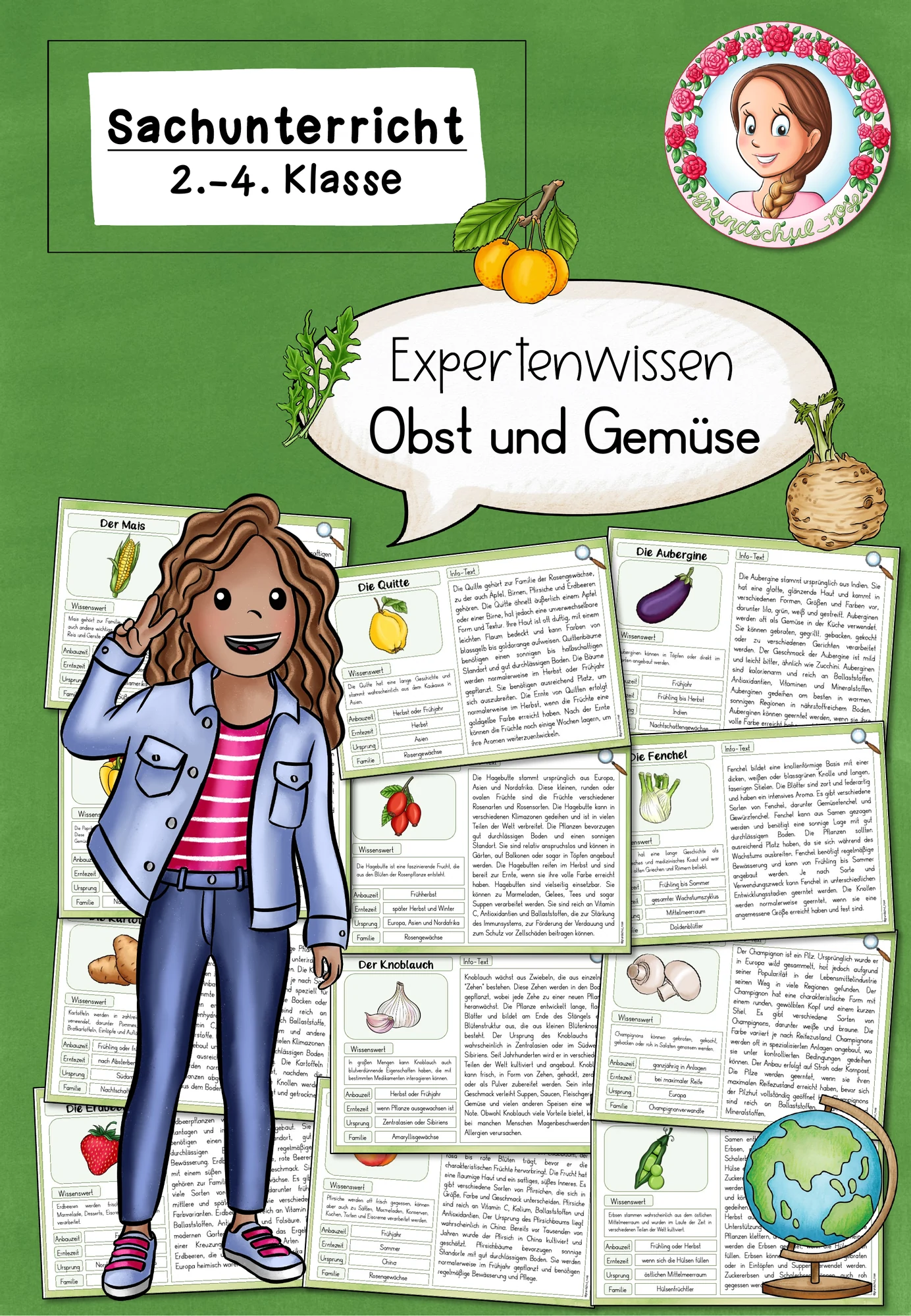 Obst und Gemüse Wissenskartei | Ernährung Sachunterricht