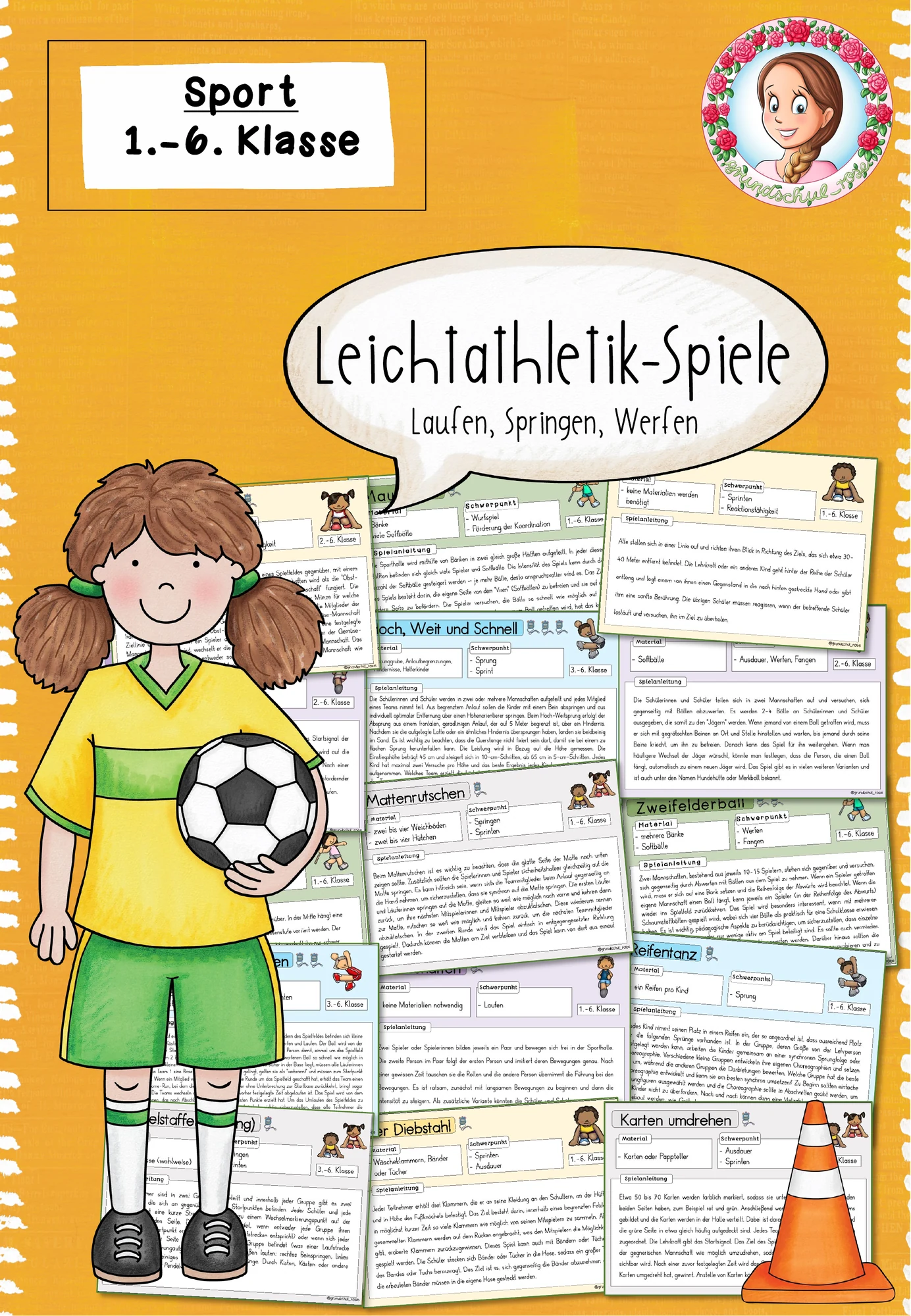 Cover: Leichtathletik Spielekartei | Sportunterricht – digitales Unterrichtsmaterial für die Grundschule