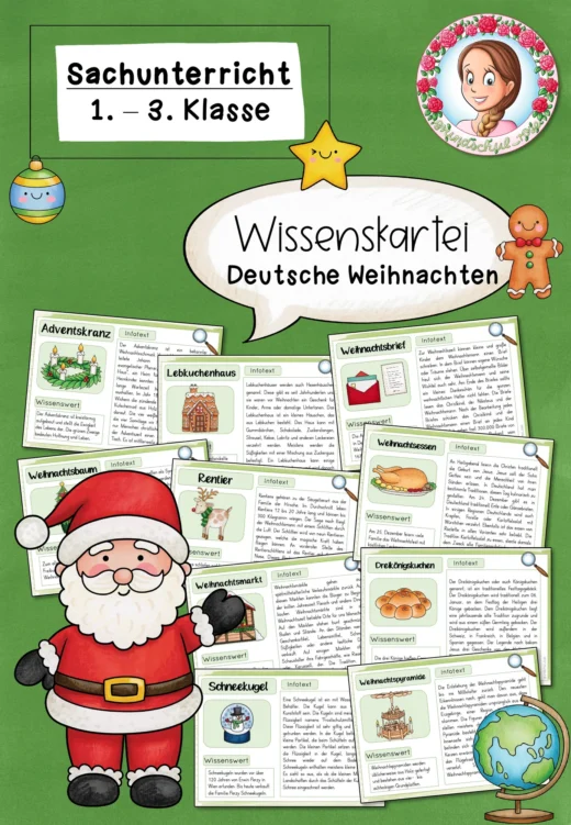 Weihnachten: Wissenskartei zu Bräuchen & Traditionen (1.–3. Klasse, Sachunterricht & Deutsch)