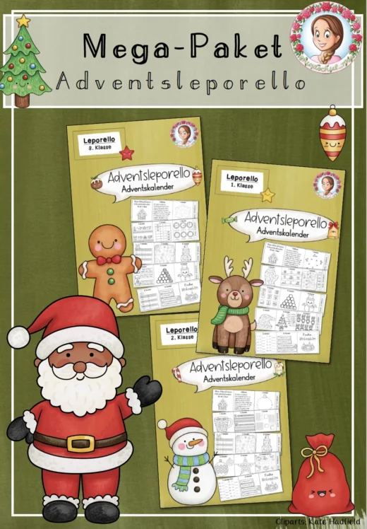 MEGA-Paket Advents-Leporello (1.–3. Klasse) – Kreativer Adventskalender zum Falten & Lernen